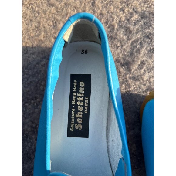 Schettino Calzature Hand Made Blue Leather Slip-On Loafers Sz 36 Made In Italy - Picture 10 of 10